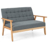 2-seat Cushioned Couch Linen Loveseat Sofa-Grey