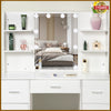 Modern Dressing Table Makeup Desk with Mirror Drawers Stool 10 LED Light Bedroom