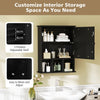 Wall-mounted Bathroom Cabinet Storage Organizer w/Mirror Doors-Black