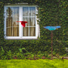 30'' Height Flower Glass Bird Bath w/ Metal Stake Outdoor Garden Yard Birdbath