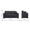 Panana 2 and 3 Seater Sofa Settee Suite in Black Fabric Sofa Deep Seat Couches