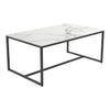 Modern Marble Coffee Table Rectangle Cocktail Table with Black Frame Living Room