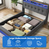 STORAGE GAS LIFT UP 4FT6 DOUBLE SIZE METAL BED FRAME W/ LED LIGHTS HEADBOARD UK