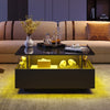 Coffee Table with LED Lights Storage Tea Table High Gloss Black for Living Room