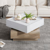 Coffee Table with 360° Rotating Square Coffee Storage Table with 2 Drawers Oak