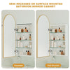 Arched Bathroom Mirror Cabinet Metal Framed Premium Gold Wall Mounted Storage
