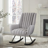 Modern Rocking Chair Upholstered Fabric Leisure Armchair High Wing Back Rocker