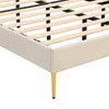 Fabric Upholstered Platform Bed 5 ft King Bed Frame with Headboard in Velvet