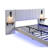 Double Plush Velvet Upholstered Bed Frame 4ft6 with Headboard & LED Lights Grey