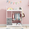 White Kids Wardrobe Clothes Hanging Drawer Toy Storage Shelf Cabinet Furniture