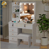 Modern Dressing Table With LED Mirror & Cushioned Stool Vanity Table Makeup Desk