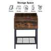 Bedside Table Drawer Storage Industrial Side End Table Nightstand Metal Shelf