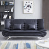 190cm Leather 3 Seater Black Sofa Bed Sleeper Couch Sofabed Settee Recliner Beds