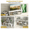 TV Stand for TVs up to 55 Inches Wooden 6 Storage Compartments TV Cabinet Table