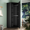 Modern Corner High Gloss Mirrored Black Wardrobe Door with Hanging Rail Shelves