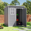 Grey Large Plastic Garden Shed Outdoor Storage Shed w/ Door and Window 181x183cm