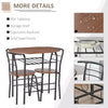 Kitchen Small Table and 2 Chairs Rustic Metal Compact Breakfast Dining Bar Set
