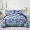 3 Piece Patchwork Bedspread Quilte Set Bedding Throw Rugs Pillowcase Double Size