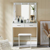 White Dressing Table with LED Lights Mirror 2 Drawers Stool Vanity Make up Desk
