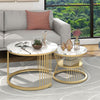 Nesting Coffee Table Set of 2 Living Room Round Stacking Side End Table White
