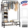Heavy Duty Clothes Rail 120Kg Load Sturdy Clothes Rack with Shelfs & Shoe Rack