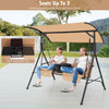 Outdoor Canopy Swing Chair W/ Center Tray & 23L Cooler Bag-Brown