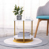Marble Effect 2-Tier End Table Sofa Side Tables for Living Room Bedside Table