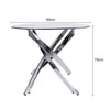 Round Glass Dining Table and 4 White Faux Leather Chairs Kitchen Room Furniture