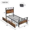 3ft Single Bed Solid Bed Frame with Headboard and Footboard, 2 Storage Drawers