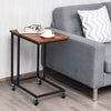 Sofa Side Table C-Shaped Industrial Coffee Snack Table Laptop Stand w/ Wheels