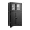 4-Door Bathroom Cabinet Freestanding Floor Storage Cabinet Home Organizer Black