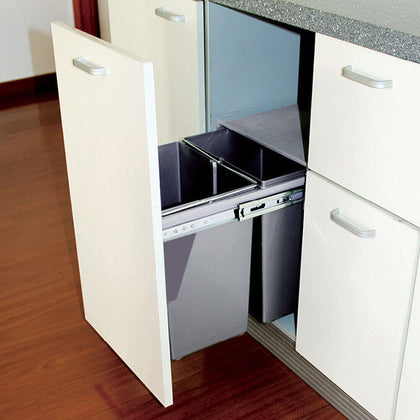 400mm Cabinet Rubbis Bin Soft Close Pull Out Recycle Waste Can Kitchen Door Unit