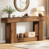 63-Inch Console Table, Farmhouse Solid Wood Entryway Table with U-Shaped Base