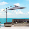 3m Garden Banana Parasol Cantilever Umbrella with Cross Base Grey