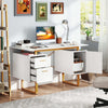 Computer Desk Home Office Desk with Floating Desktop & Dual Drawers White