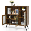 Industrial Side Cabinet Kitchen Sideboard Wooden Cupboard w/Adjustable Shelves