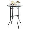 68x68CM Outdoor Bistro Coffee Table Patio Side Table Dining Table w/ Round Glass