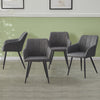 Pair Of Light Grey Dininig Chairs Faux Leather Armchairs Metal Legs Restaurant