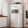 128cm Freestanding Kitchen Cupboard 4-door Storage Cabinet & Open Compartment UK