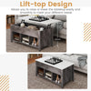 Lift Up Coffee Table Rising Center Table with 3 Cubes & Lift Top-Grey