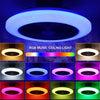 LED RGB Ceiling Fan Light Adjustable Wind Speed Remote Control W/ Music Speaker