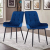 2x High Back Velvet Dining Chairs Modern Design Dining Room Chairs Metal Legs