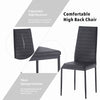 4x Black Faux Leather Dining Chairs&White Marble Tempered Glass Dining Table Set