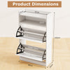 Shoe Storage Cabinet with 2 Flip Drawers-White