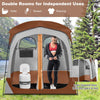 COSTWAY 2 Rooms Shower Tent Oversize Privacy Shelter Tent-Coffee