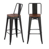 2x Bar Stools Retro Breakfast Kitchen Bar High Chairs MDF Seat Metal Legs Dining