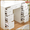 Modern Dressing Table Dimmable LED Mirror Makeup Desk with Drawers Vanity Table