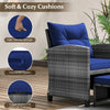 5 Piece Patio Rattan Furniture Wicker Chairs Set w/ 2 Ottomans Navy