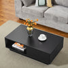 Modern Coffee Table with Storage Drawer Shelf Tea Table LED Light Livingroom