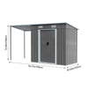6.4x4ft Galvanized Metal Garden Storage Bike Tools Shed with Open Shed BBQ Party